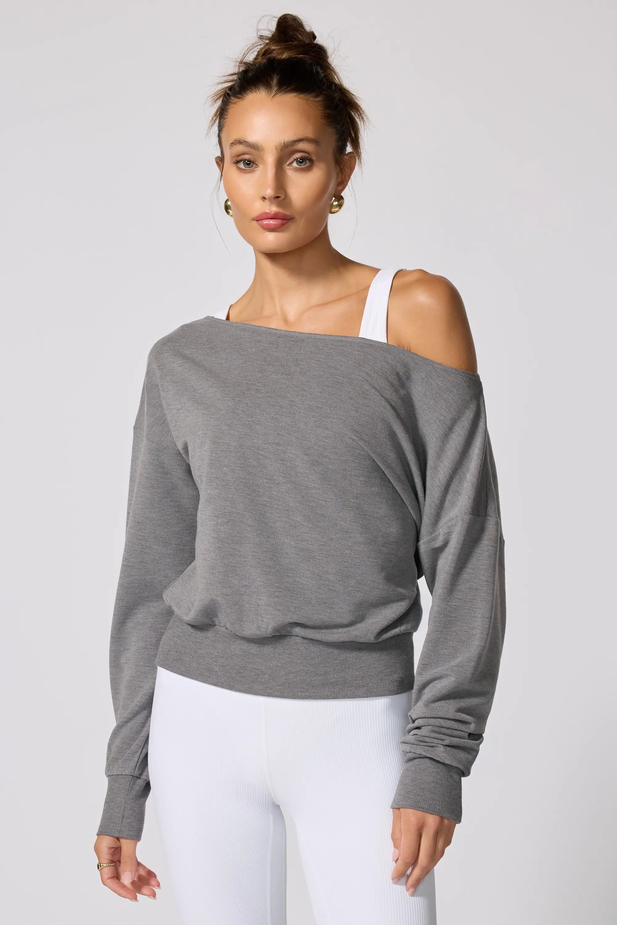 Cozy Fleece Flashdance Sweatshirt - Htr Steel Grey