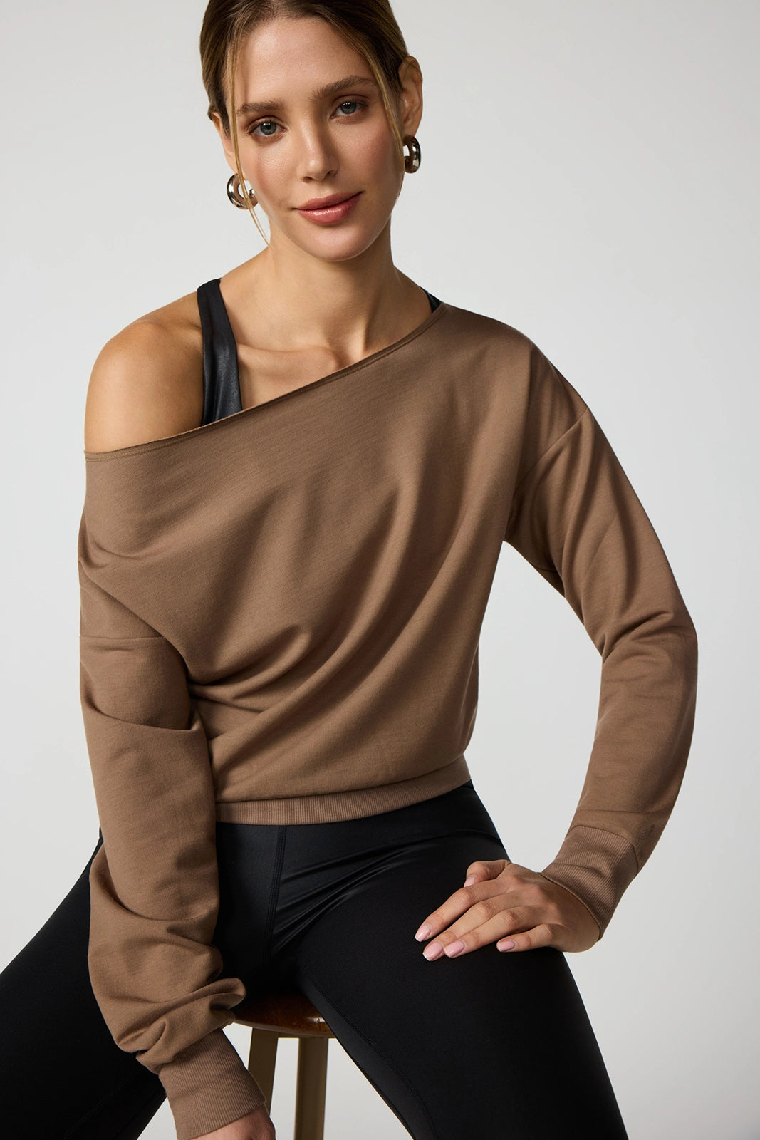 Cozy Fleece Flashdance Sweatshirt - Caribou