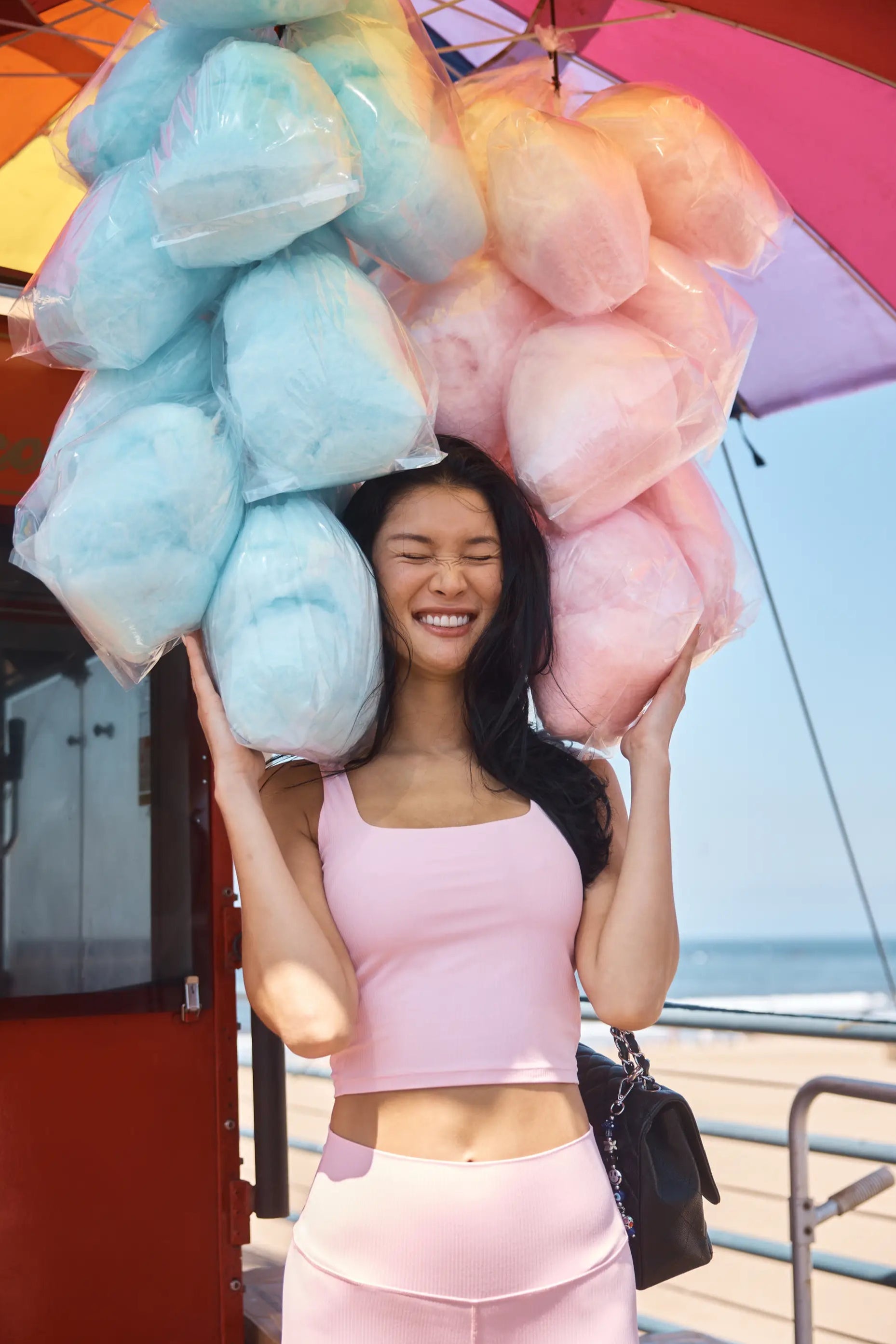 Ribbed Crop Tank with Support - Baby Pink