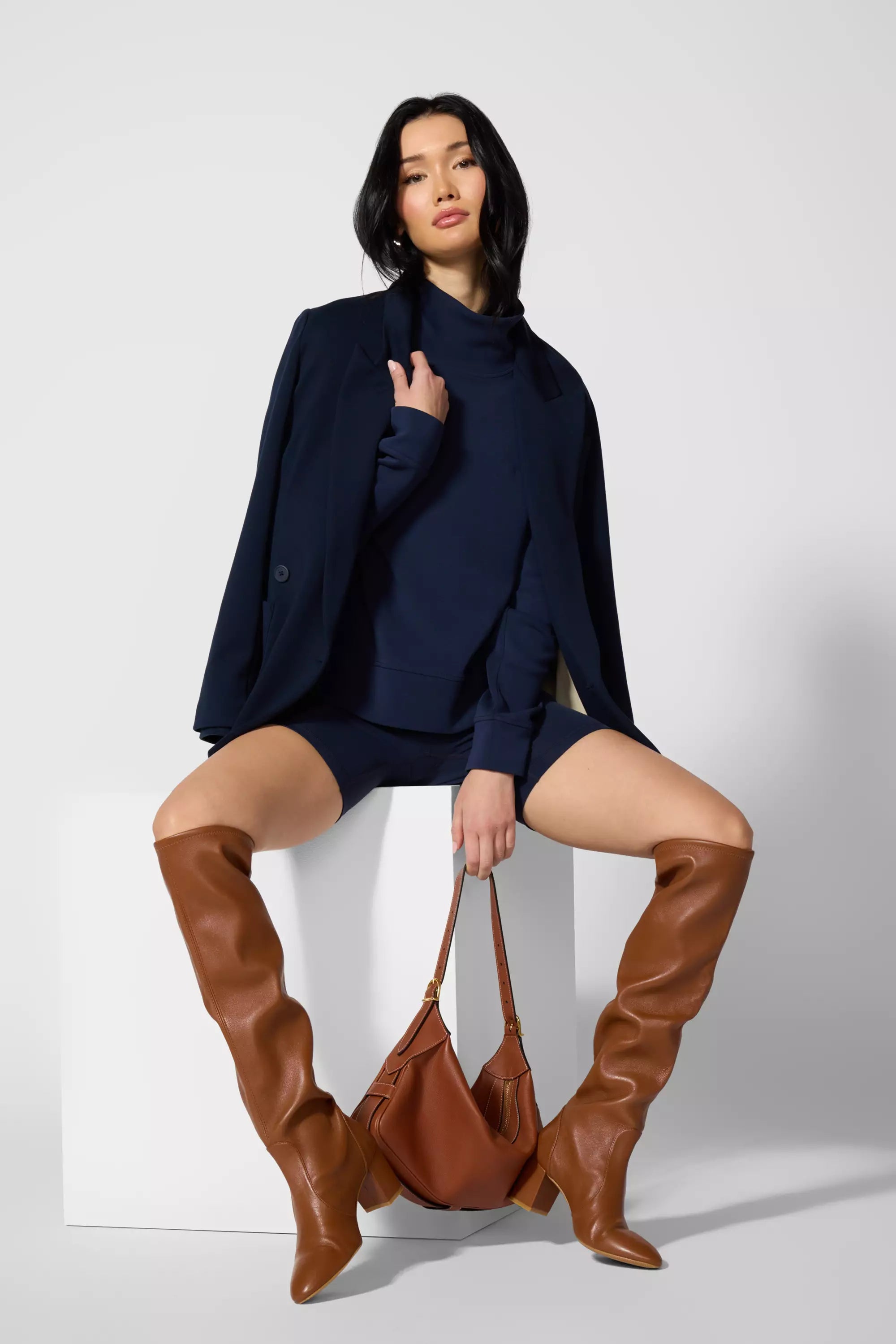 Dreamweave™ Mock Neck Sweatshirt - Navy Blazer