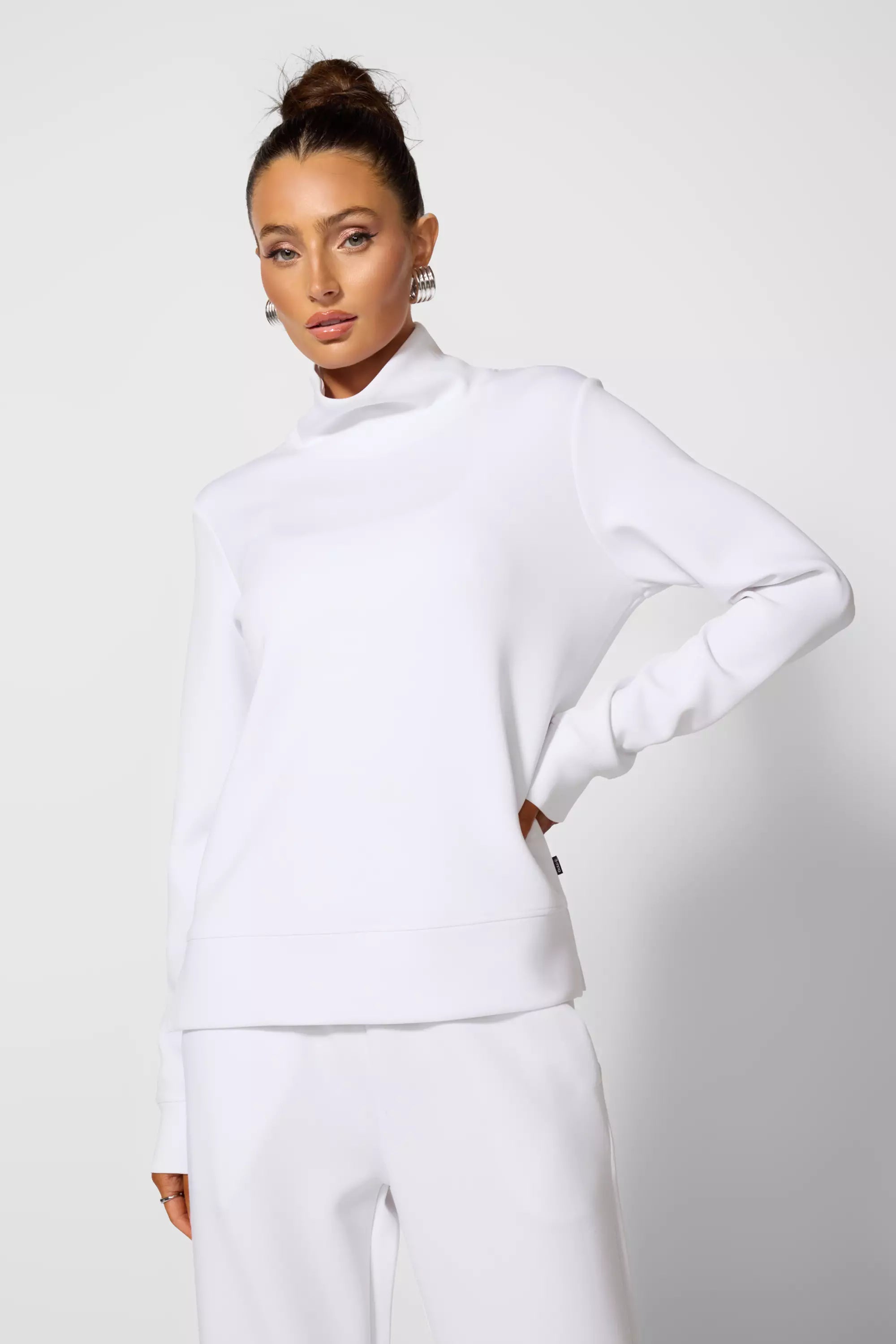Dreamweave™ Mock Neck Sweatshirt - Brilliant White
