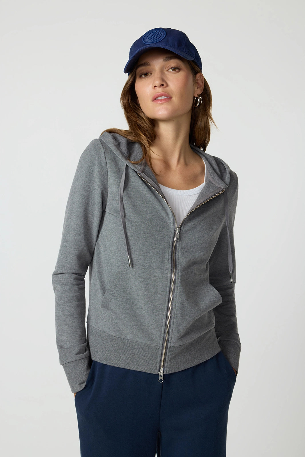Cozy Fleece Full Zip Slim Hoodie - Htr Steel Grey