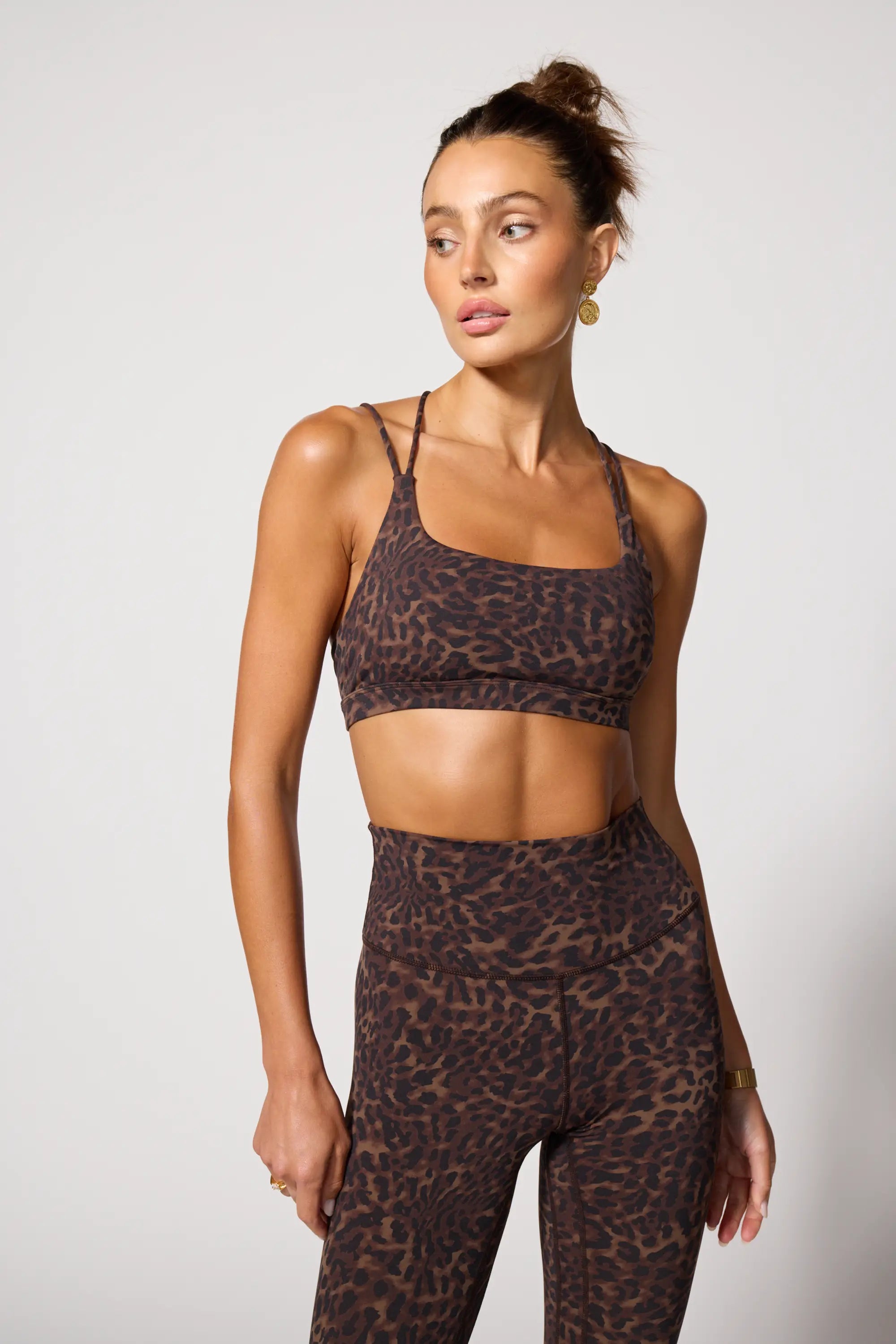 Printed Strappy Bra - Caribou Leopard