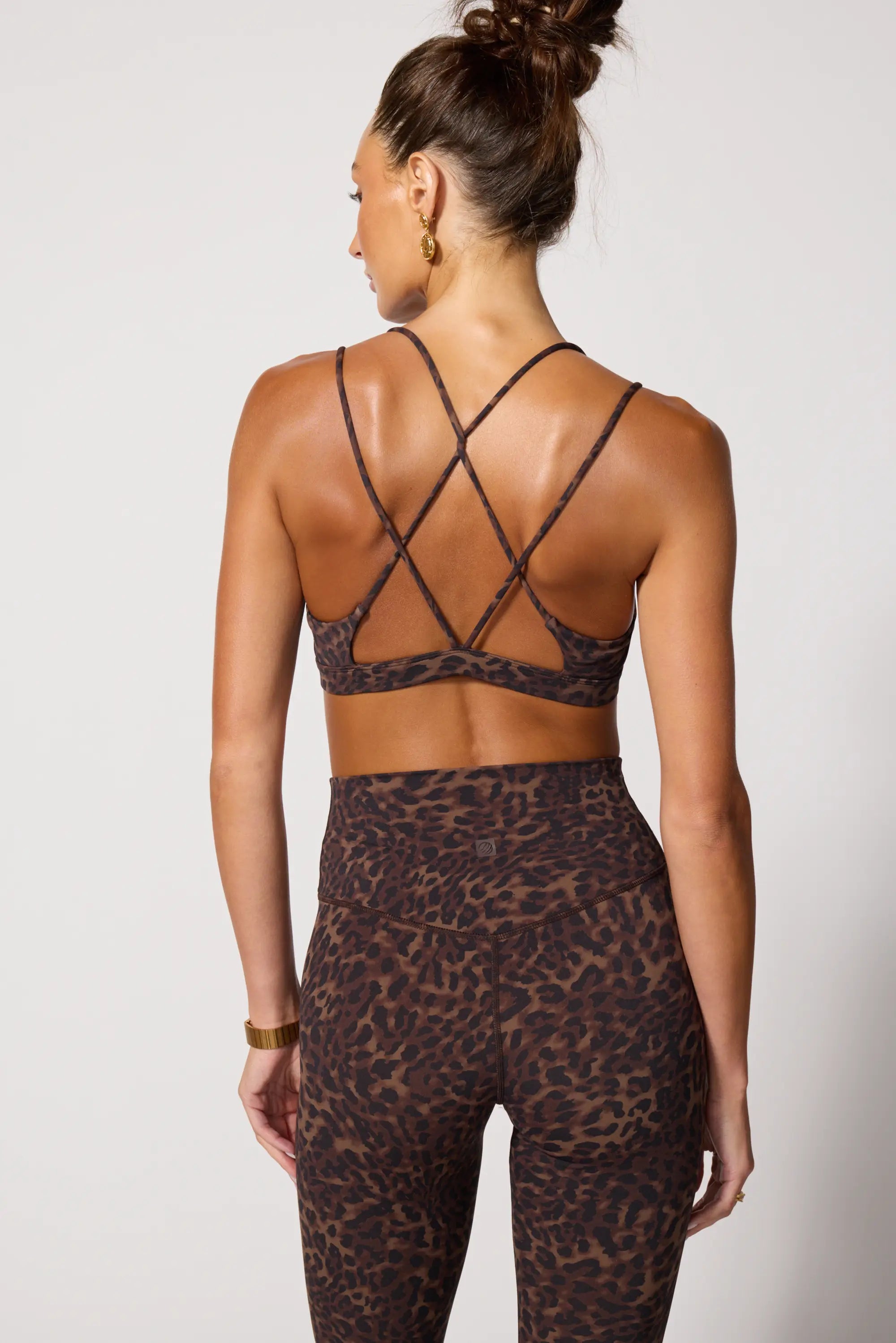Printed Strappy Bra - Caribou Leopard