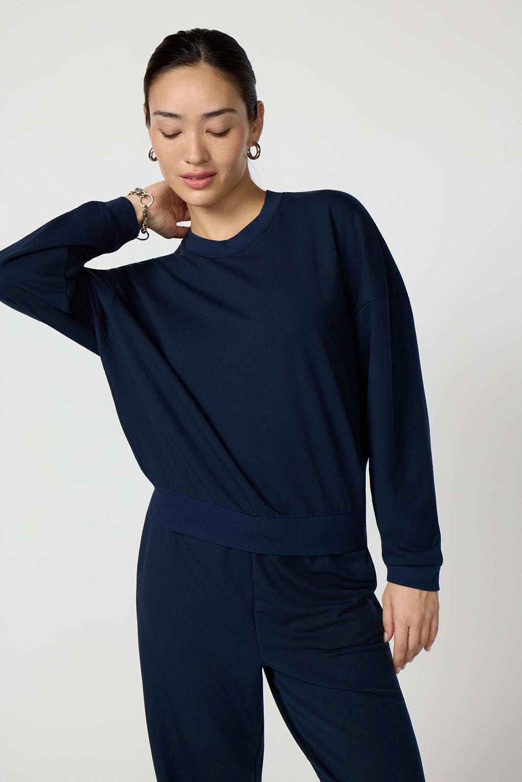 Cozy Fleece Boyfriend Sweatshirt - Navy Blazer