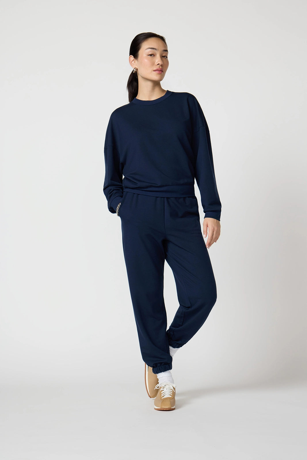 Cozy Fleece Boyfriend Sweatshirt - Navy Blazer