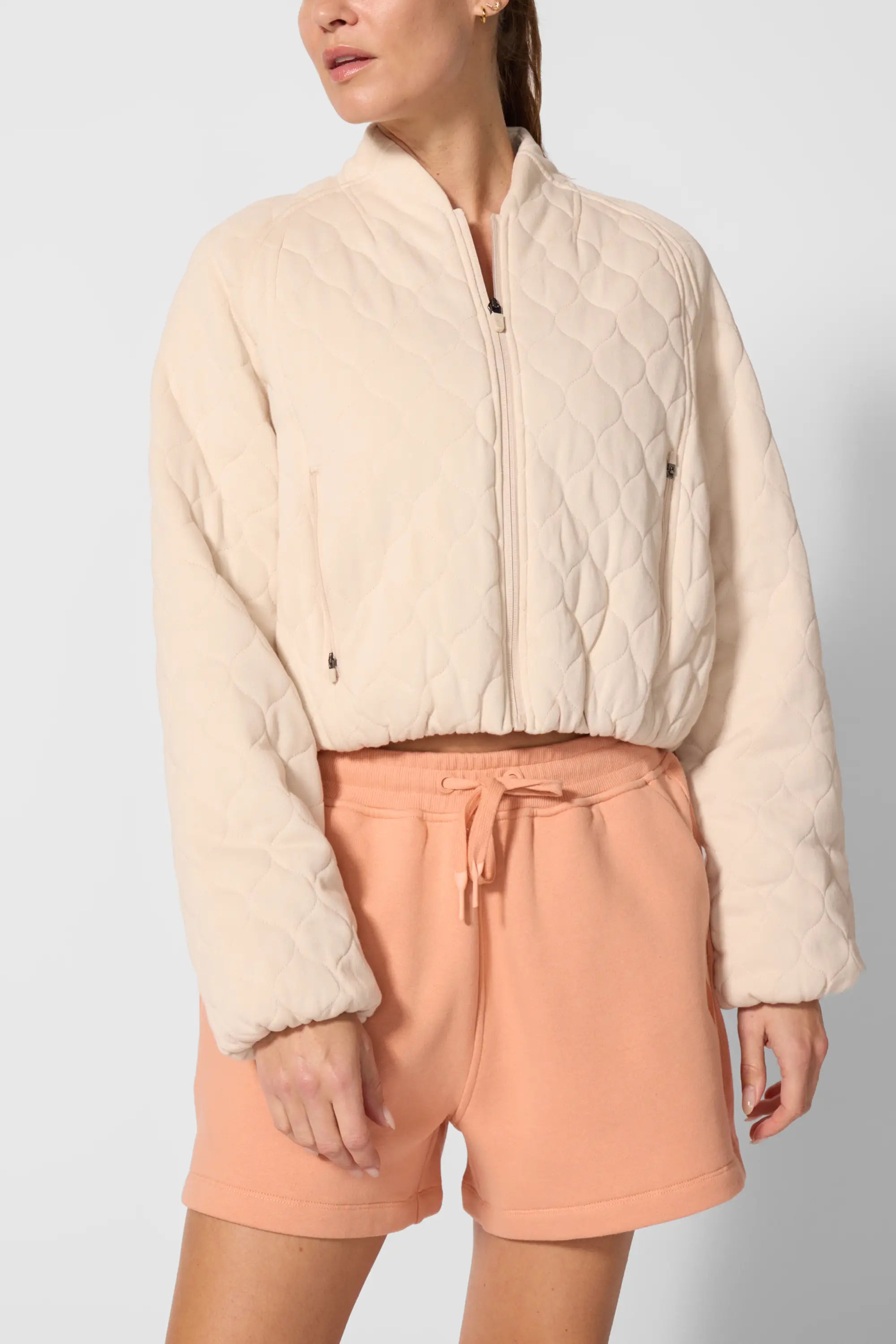 Flourish Quilted Cropped Jacket - Stone