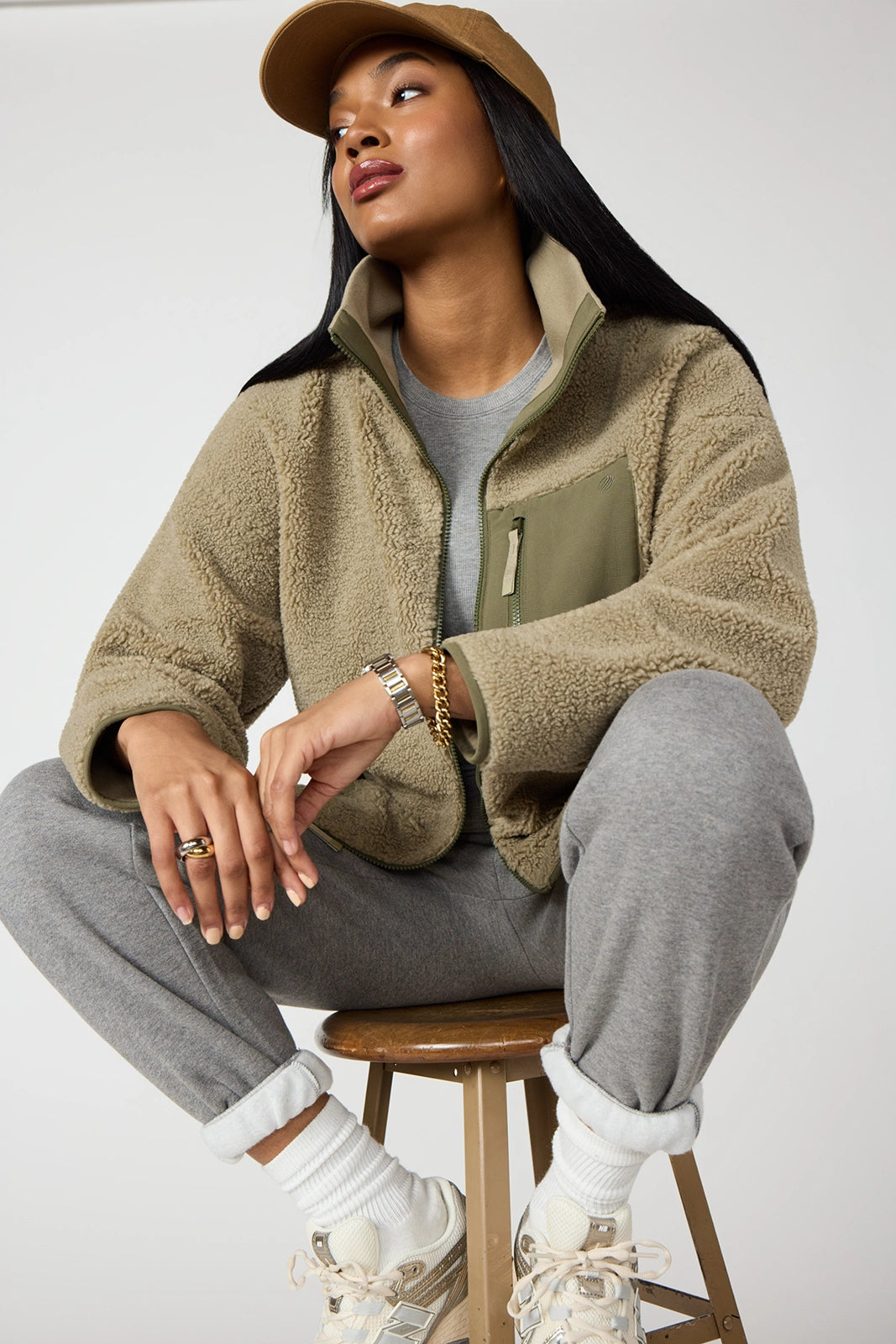 Berber Colour Block Jacket - Silver Sage