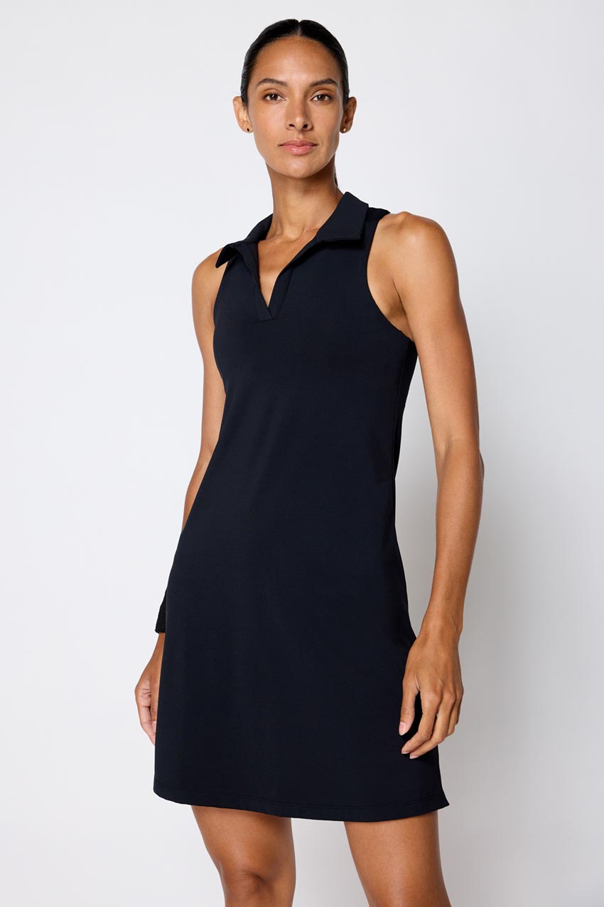 Vital Polo Racerback Dress with Bra Liner - Black