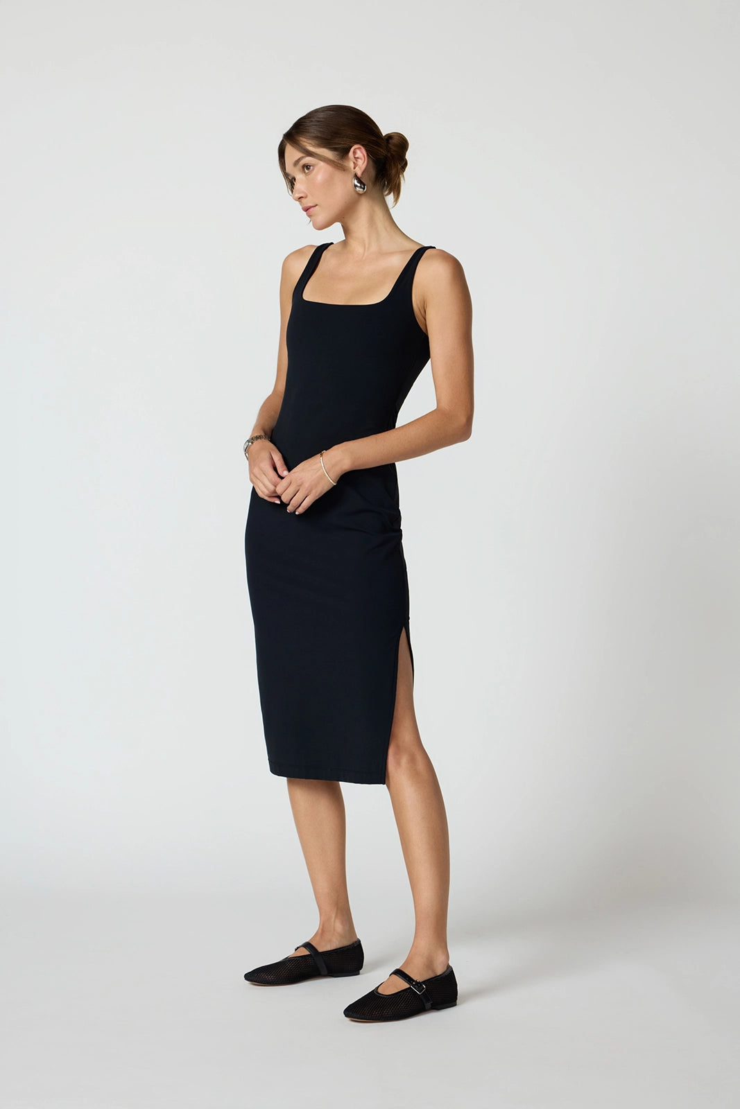 Cloud Dress with Slit & Support - Black