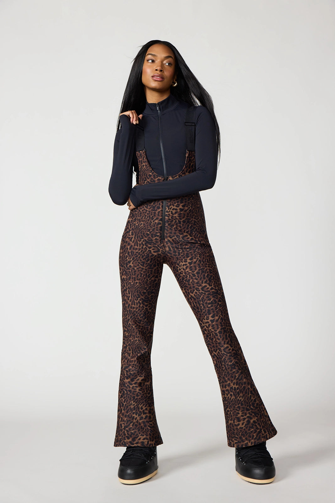 Mini Flare Ski Bib - Caribou Leopard