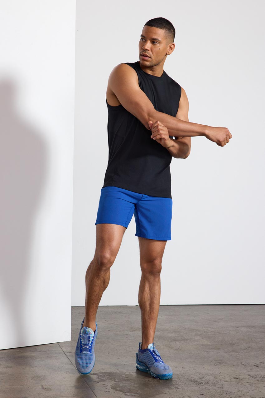 Performance Knit Tank with Mesh Panel - Black