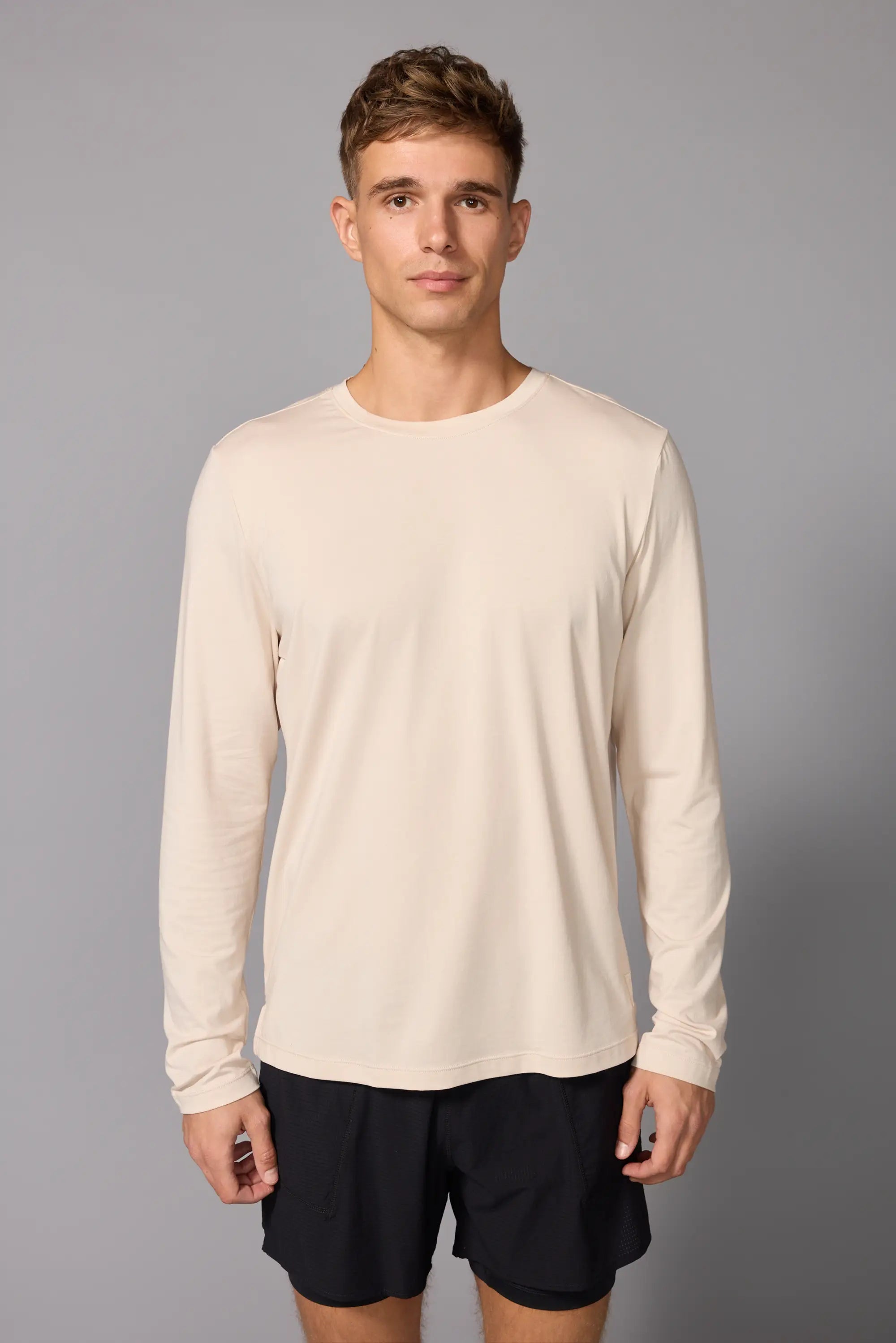 Pima Cotton Long Sleeve Tee - Stone