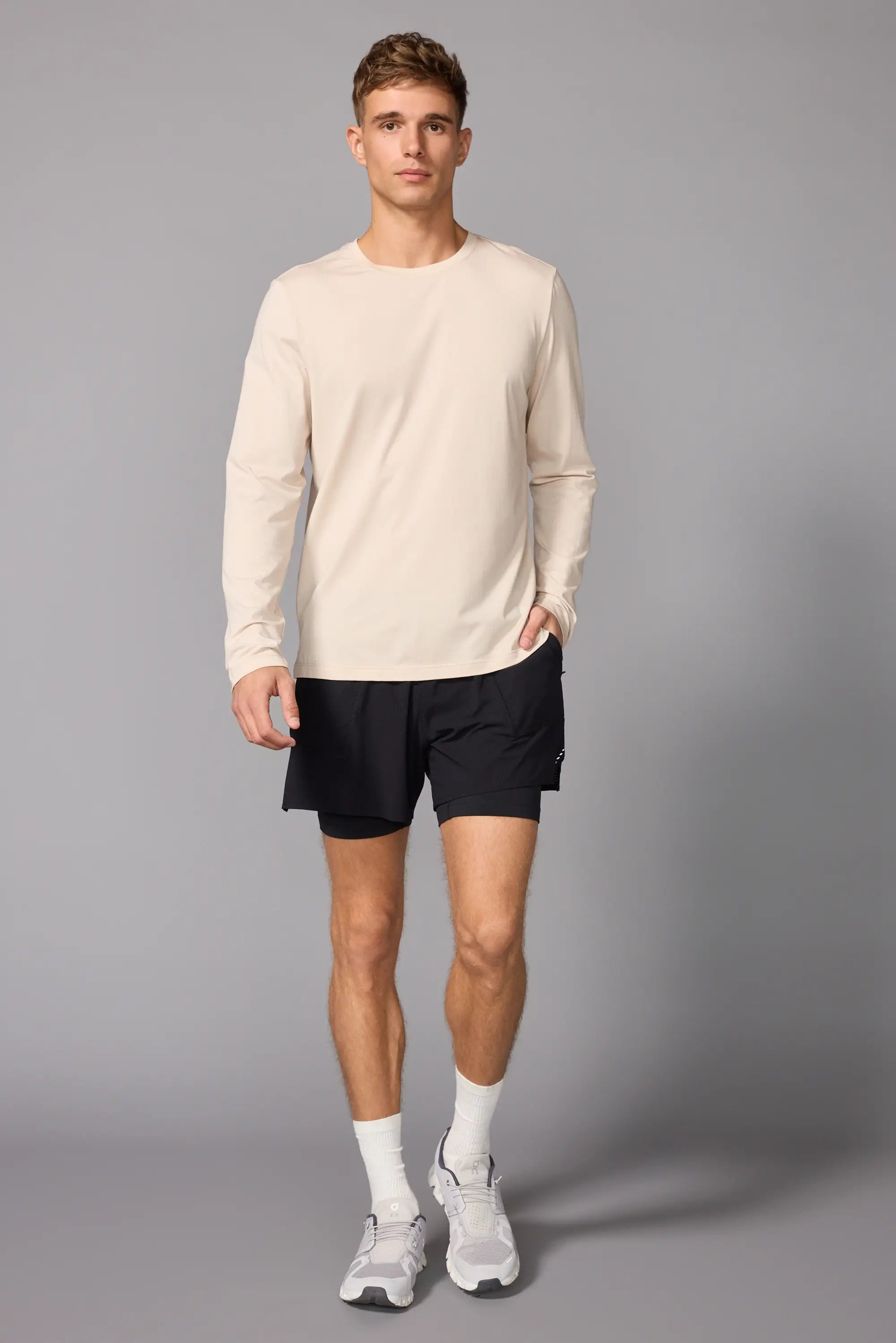 Pima Cotton Long Sleeve Tee - Stone