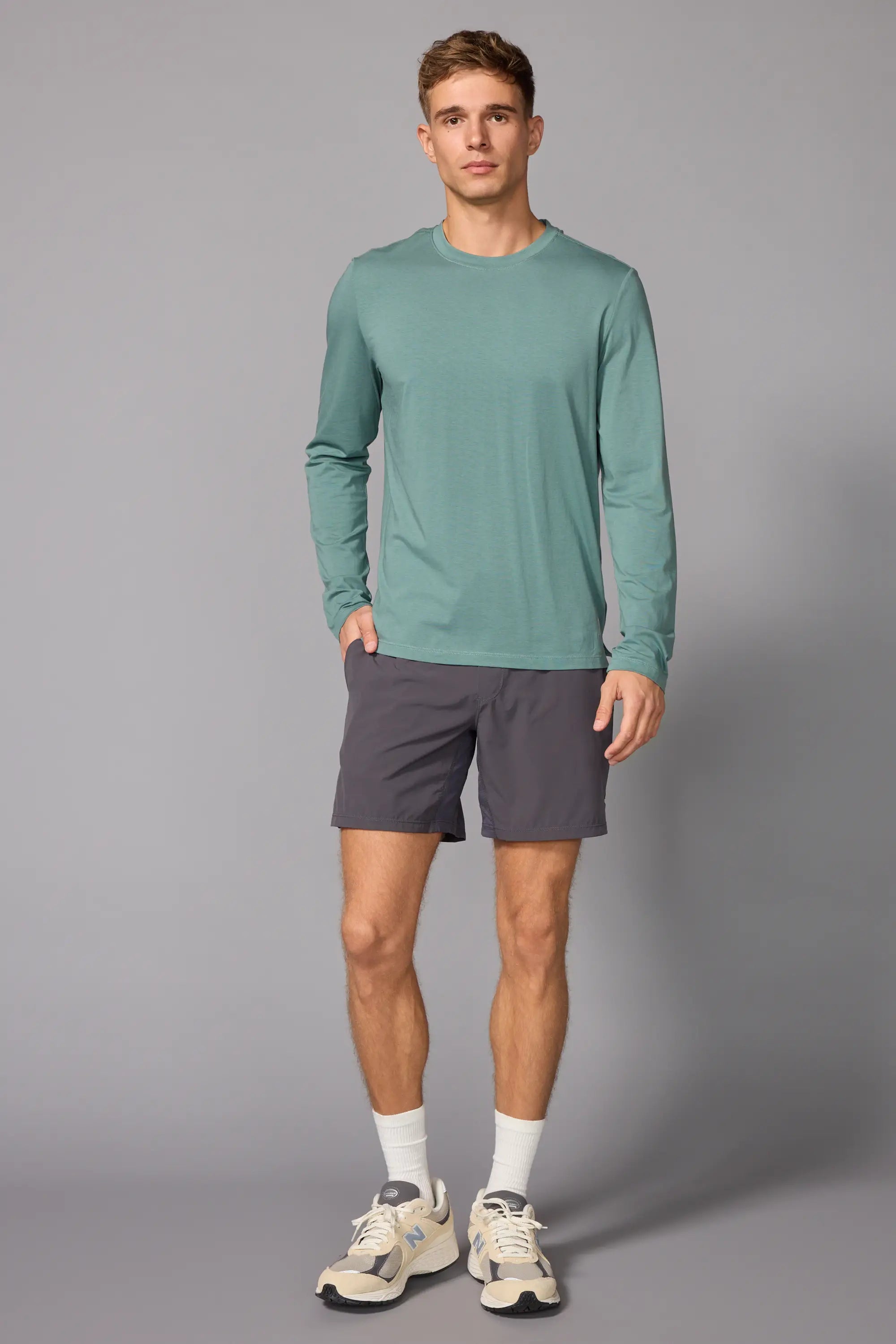 Pima Cotton Long Sleeve Tee - Silver Pine