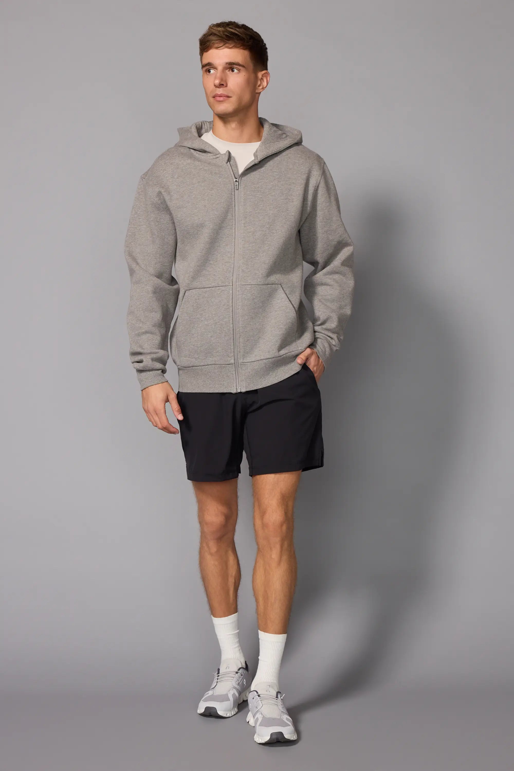 Men's Luxefleece Relaxed Zip-Up Hoodie - Htr Steel Grey